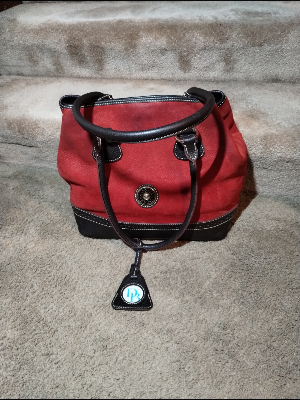 Authentic 2008 Dooney & Bourke Red and Black Leather-Trim Tote Mint Condition